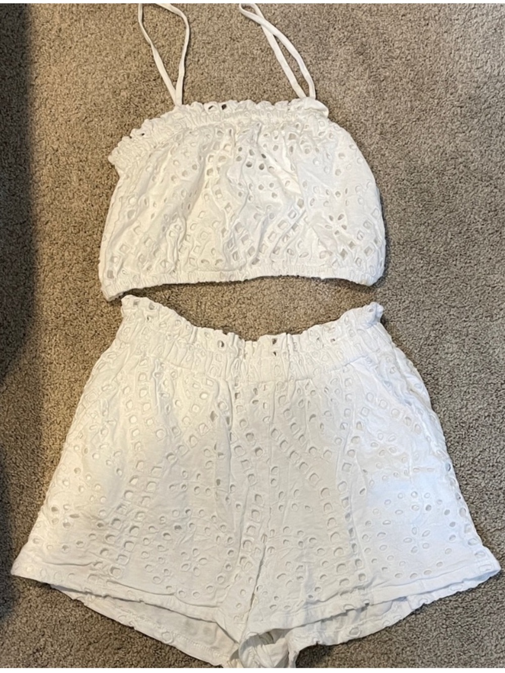 Express White Eyelet Two Piece Set